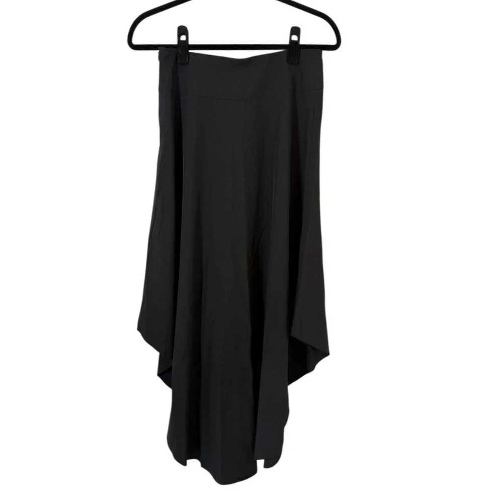 Halara NWT Black High Waisted Asymmetric Hem Draped‎ Midi Skirt Size Small